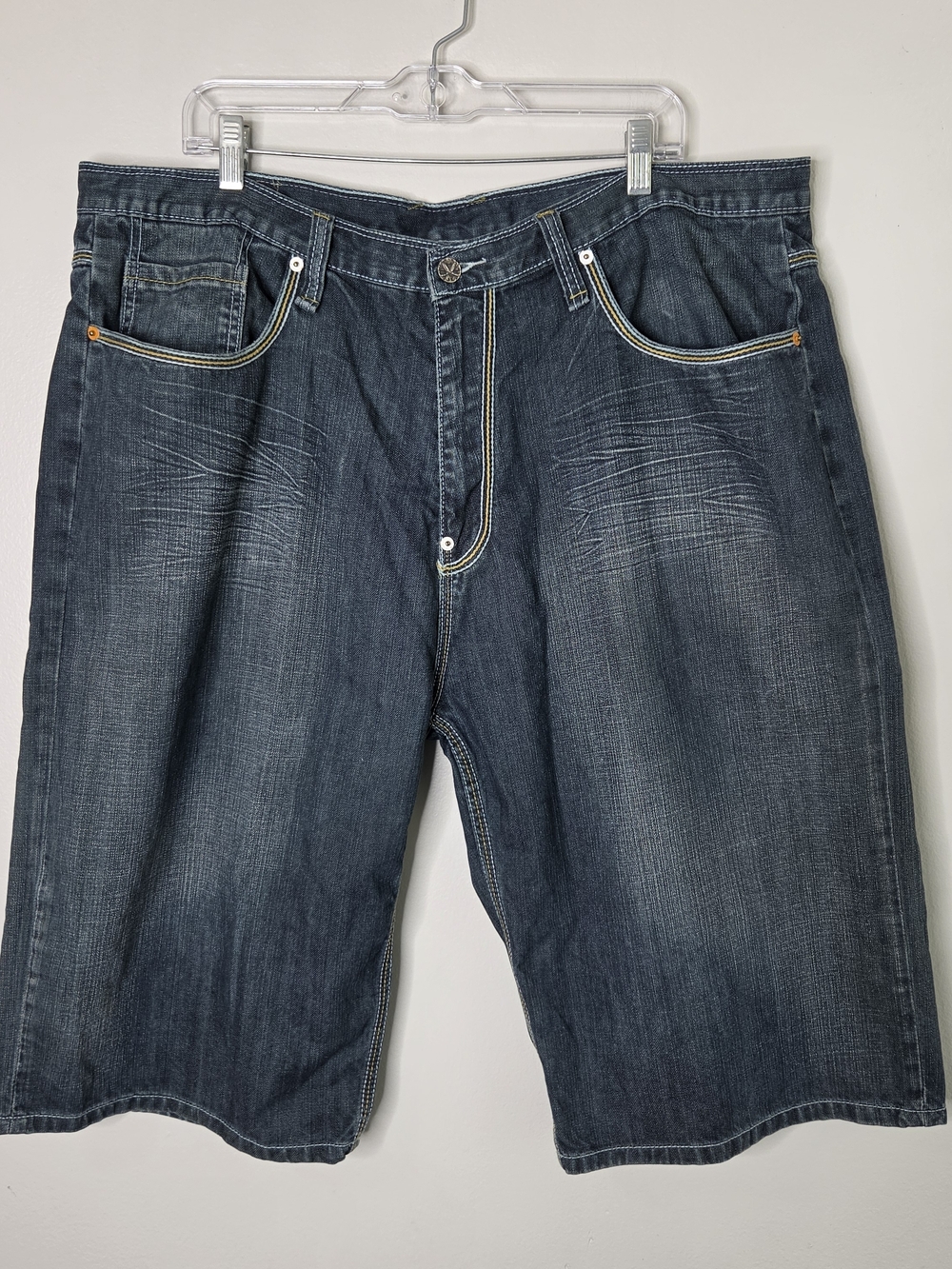 Artful Dodger Embroidered Long Denim Shorts